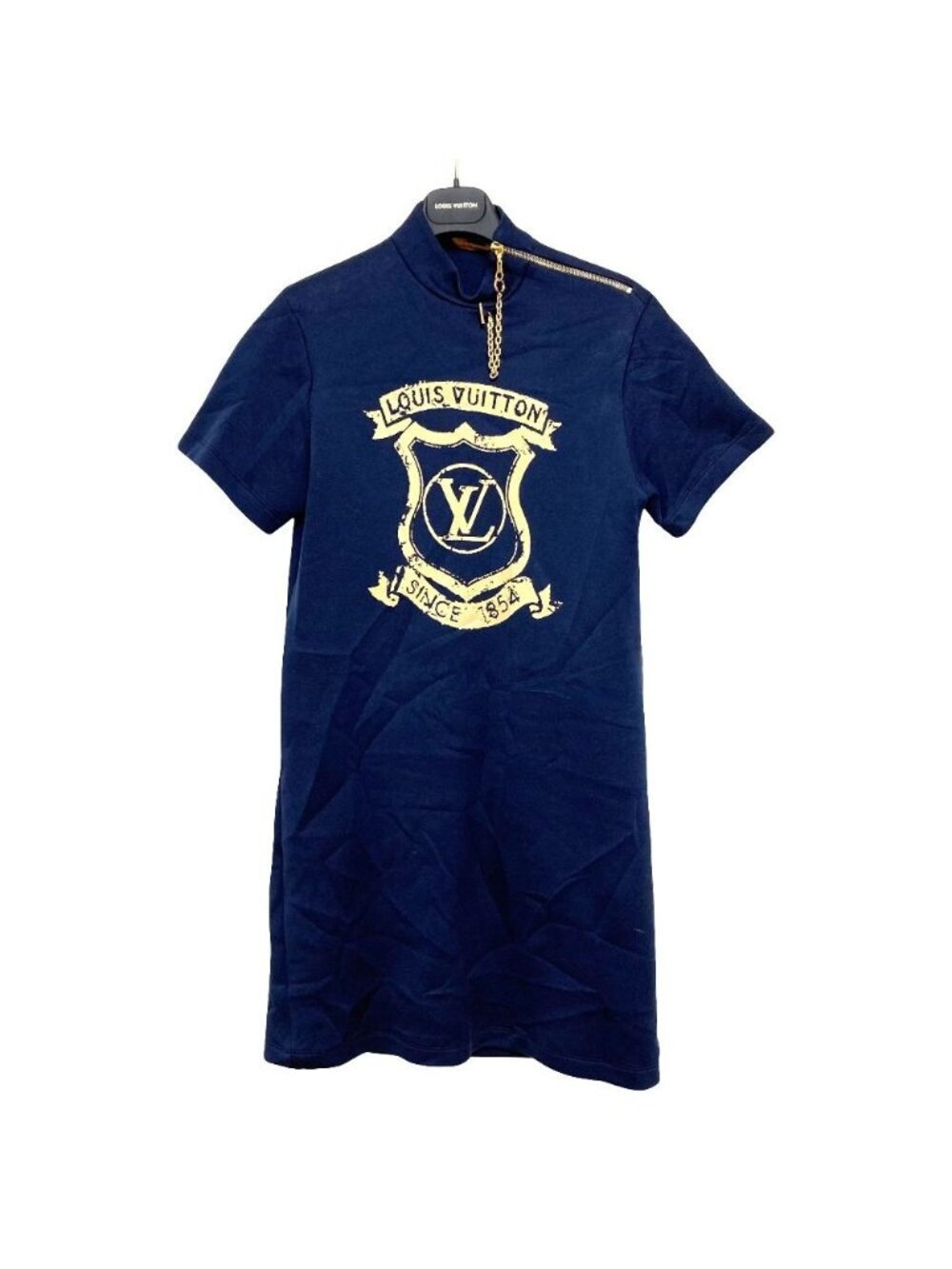 Louis Vuitton LV Crest Dress Navy Short Sleeve Knee Length M